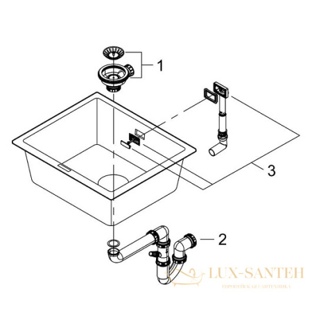 мойка кухонная grohe k700u 31654ap0 533х457 мм, черный гранит