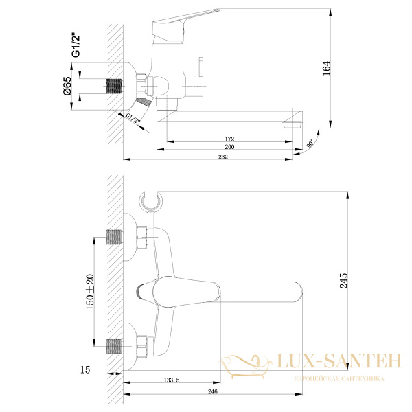 смеситель lemark partner lm6513c универсальный, хром