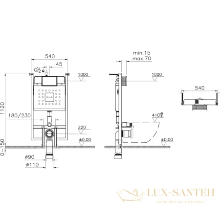 монтажный элемент vitra v-fix core 738-5800-01 для подвесного унитаза 