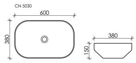 умывальник чаша накладная прямоугольная белый, ceramica nova element 600*380*150мм cn5030