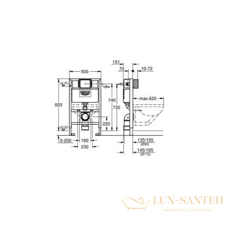 инсталляция 82h см для подвесного унитаза grohe rapid sl,  38526000