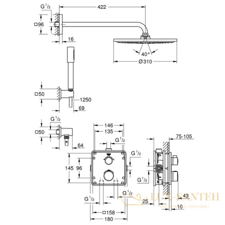 душевая система grohe grohtherm 34730000, хром