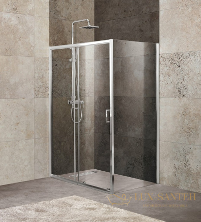 душевой уголок belbagno unique unique-ah-1-120/135-90-c-cr 135х90 см профиль хром, стекло прозрачное 