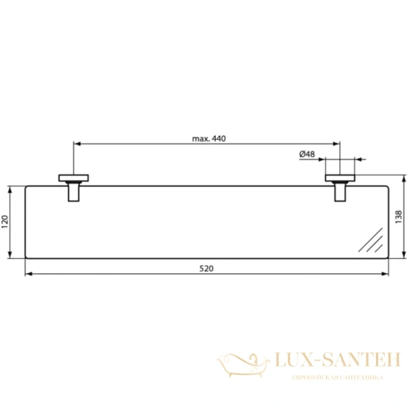 полка стеклянная ideal standard iom a9124aa 52 см, хром