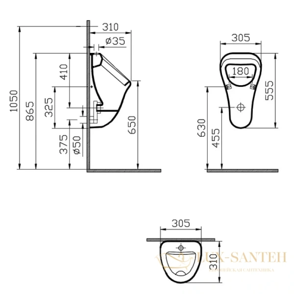 писсуар vitra arkitekt 6202b003-0198, белый