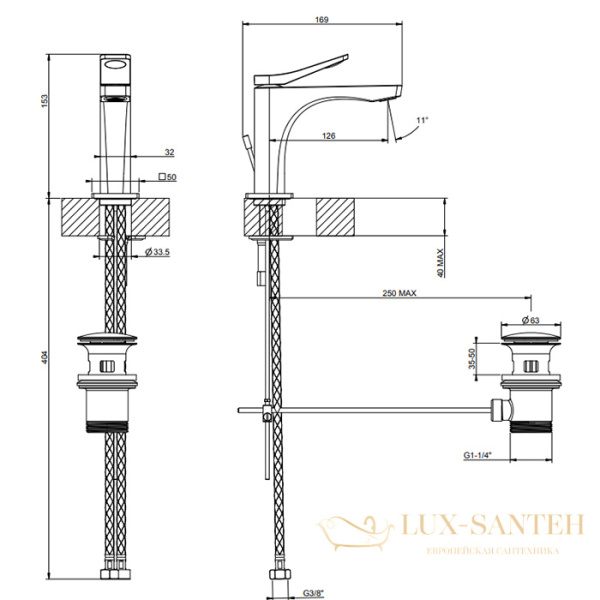 смеситель gessi rilievo 59001.299 для раковины, black xl