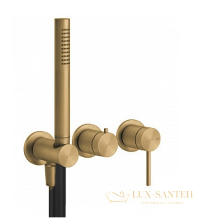 смеситель gessi 316 shower 54039.727 для ванны, внешняя часть, brushed brass pvd