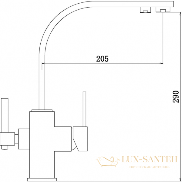 смеситель zorg sanitary zr 332 yf black для кухни, черный матовый