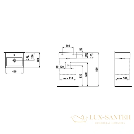 раковина laufen living city 45x38 см, белый