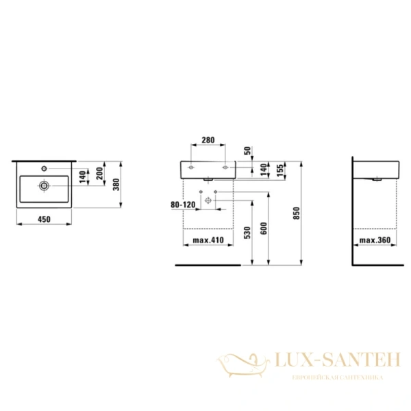 раковина laufen living city 45x38 см, белый