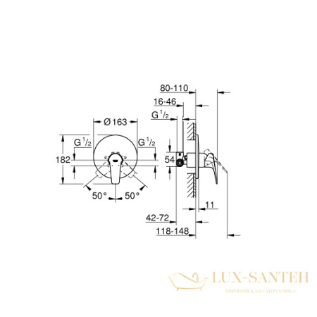 смеситель grohe bauflow 29112000 для душа, хром