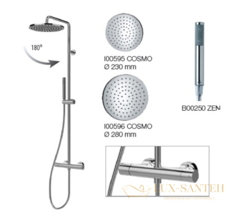 душевая система для душа с термостатом, bossini cosmo l10196.021, золото