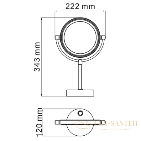 косметическое зеркало wasserkraft k-1005black x 9, черный