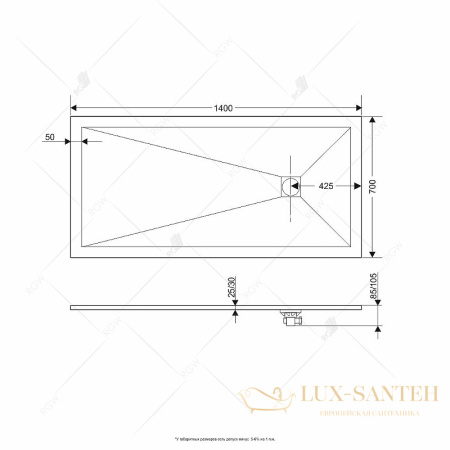 душевой поддон rgw stone tray 16152714-01 из искусственного камня st-w 140x70, белый