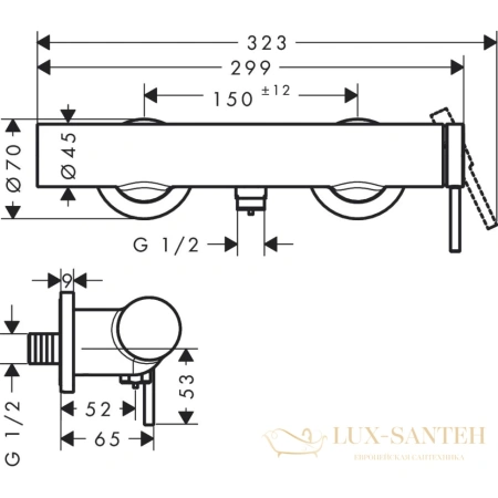 смеситель для душа hansgrohe tecturis s 73622140, бронза шлифованная