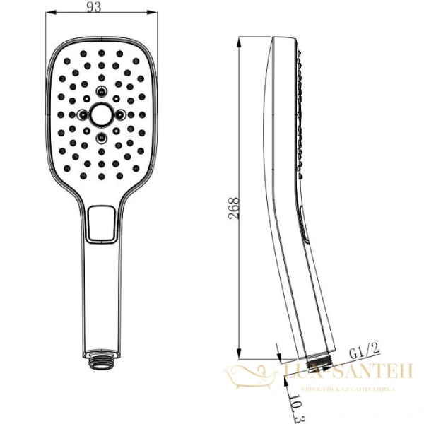 душевая лейка d&k dc1101901 93 мм, хром