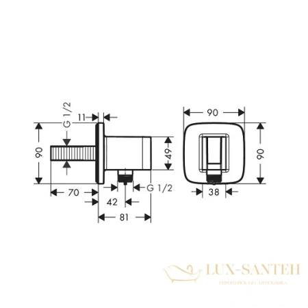 шланговое подсоединение hansgrohe fixfit q 26887700 с держателем