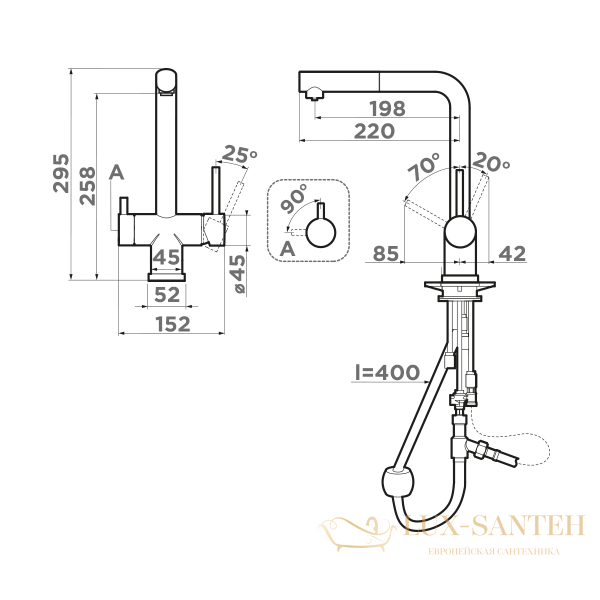 смеситель для кухни omoikiri takamatsu-s-gb, 4994358, цвет графит