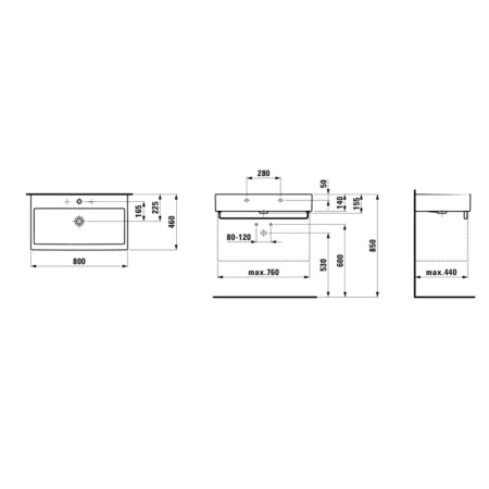 раковина laufen подвесная laufen living city 80x46 см, белый