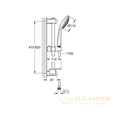 душевой гарнитур grohe euphoria 110 champagne 27232001, хром