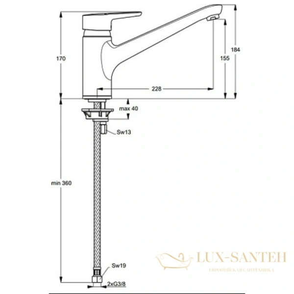 смеситель ideal standard connect blue b9931aa для кухни, хром