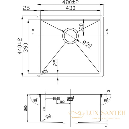 кухонная мойка zorg pvd pvd 4844 grafit, графит