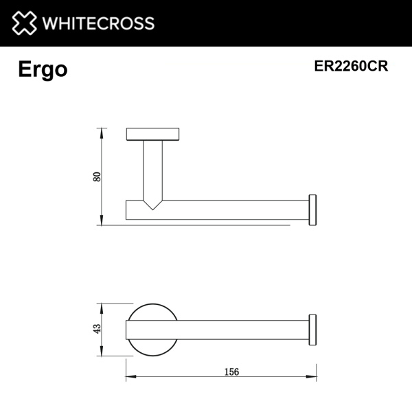 держатель туалетной бумаги whitecross ergo er2260cr, хром