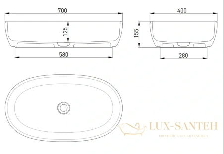 раковина salini luce 110721m s-stone 69x39.5 см, белый