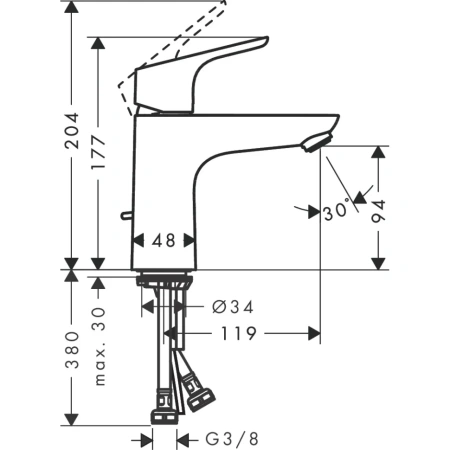 смеситель для раковины hansgrohe focus 31603000, хром