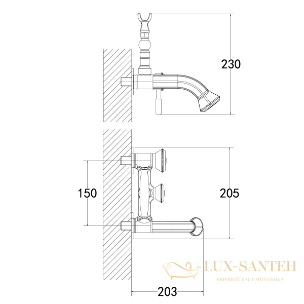 смеситель lemark jasmine lm6612b для ванны с коротким с фиксированным изливом, бронза