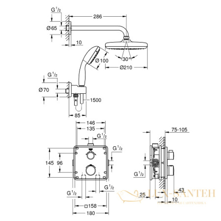 душевая система grohe grohtherm 34729000, хром