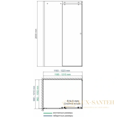 душевой уголок wasserkraft vils 56r10 120х100 см 