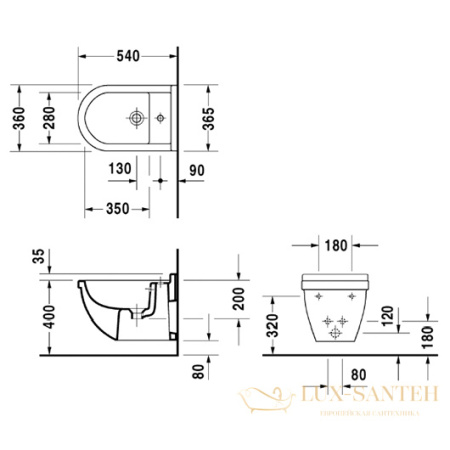 биде duravit starck 3 2230150000 подвесное, белый