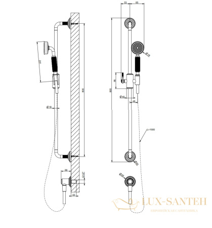 душевой гарнитур gessi venti20 65142.031, хром