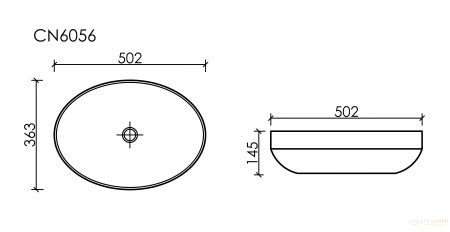 умывальник чаша накладная овальная белый, ceramica nova element 502*363*145мм cn6056