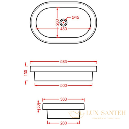 раковина artceram fuori scala tfl033 15 00 встраиваемая сверху 58 см, серый матовый