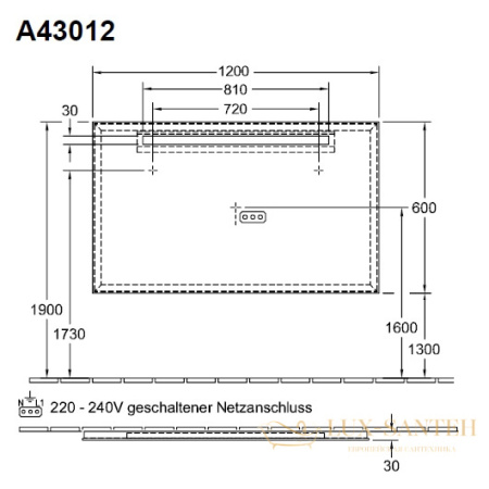 зеркало villeroy & boch more to see one a4301200 1200х600 мм, зеркальный