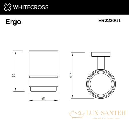 стакан подвесной whitecross ergo er2230gl, золото