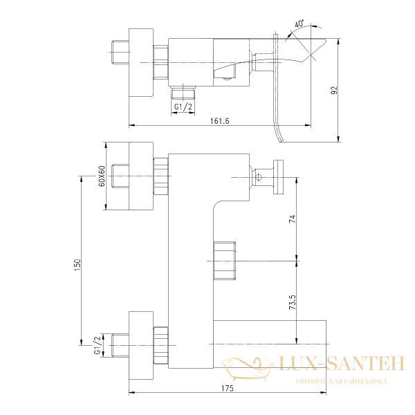 смеситель lemark contest lm5814cw для ванны с коротким изливом, хром/белый