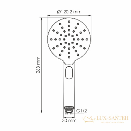 душевая лейка wasserkraft a339 120,2 мм, 3 режима, черный матовый