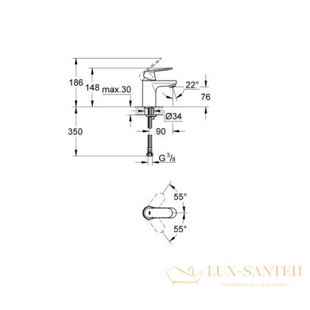 смеситель grohe eurosmart cosmopolitan 32824000 для раковины, хром