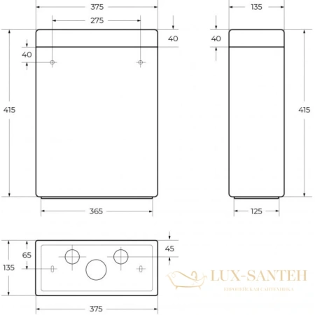 бачок для унитаза cezares stylus czr-151-t 3/6 л, белый