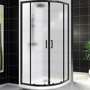 душевой уголок belbagno uno uno-195-r-2-90-p-nero 90х90 см профиль черный матовый, стекло рифленое 