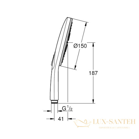 ручной душ grohe rainshower smartactive 150 26553000, хром