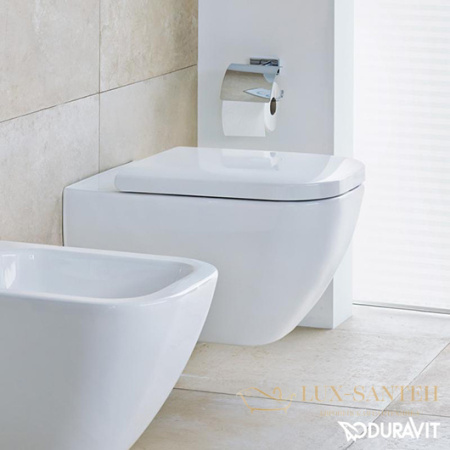 чаша подвесного безободкового унитаза duravit happy d.2 22220900001 rimless, белый