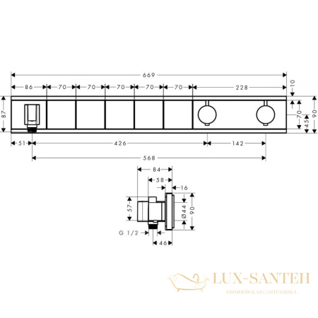 термостат hansgrohe rainselect 15358000, 5 потребителей, хром