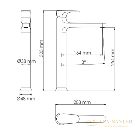 смеситель для раковины wasserkraft weida 3103h, хром