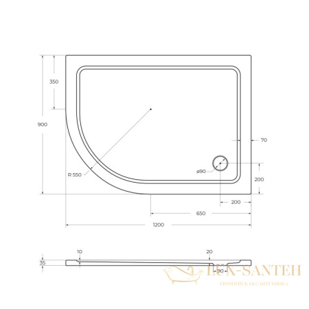 каркас с ножками для smc поддона cezares tray-m-rh-120/90-ml-r, хром