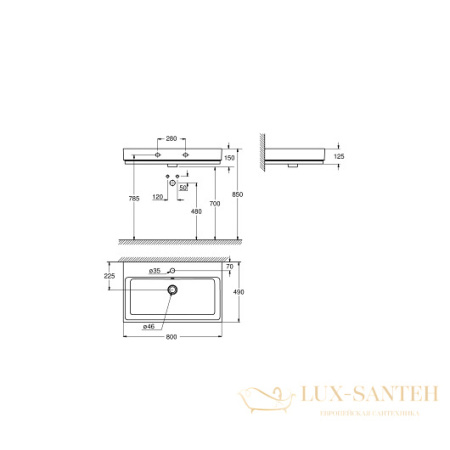 раковина grohe cube ceramic 3946900h 800х490 мм, белый