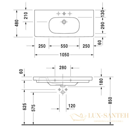 раковина duravit d-code 03421000002 1050х480 мм, белый